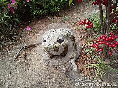 Japanese stone figurine frogã€€ Stock Photo